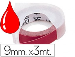 Cinta Dymo tradicional roja 9mm. x 3m.
